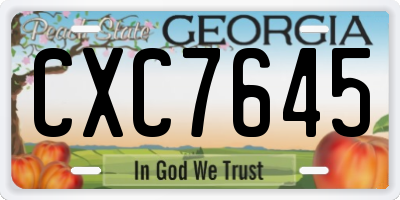 GA license plate CXC7645