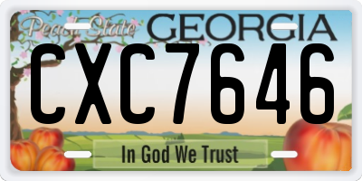 GA license plate CXC7646