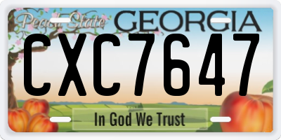 GA license plate CXC7647