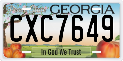 GA license plate CXC7649