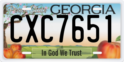 GA license plate CXC7651