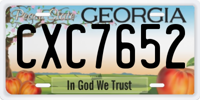 GA license plate CXC7652