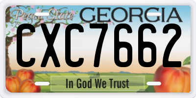 GA license plate CXC7662