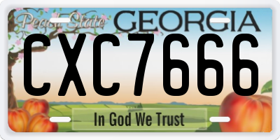 GA license plate CXC7666