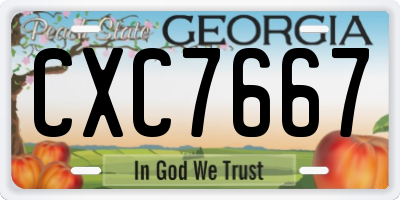 GA license plate CXC7667
