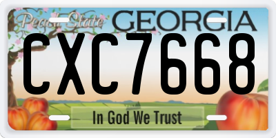 GA license plate CXC7668