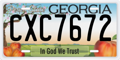 GA license plate CXC7672