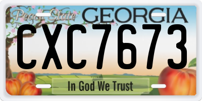 GA license plate CXC7673