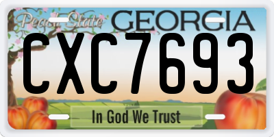 GA license plate CXC7693