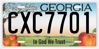GA license plate CXC7701