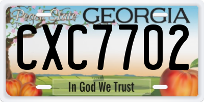 GA license plate CXC7702