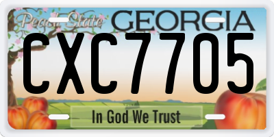 GA license plate CXC7705