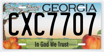 GA license plate CXC7707