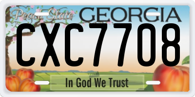 GA license plate CXC7708