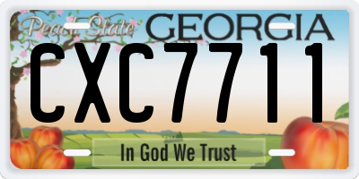 GA license plate CXC7711