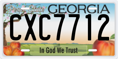 GA license plate CXC7712