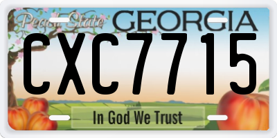 GA license plate CXC7715