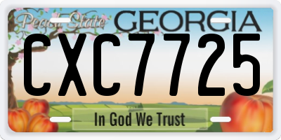 GA license plate CXC7725