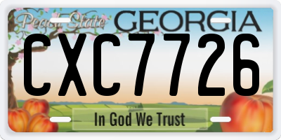 GA license plate CXC7726