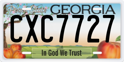 GA license plate CXC7727