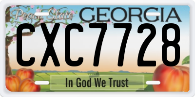 GA license plate CXC7728