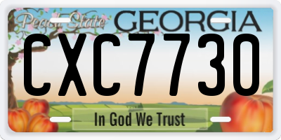 GA license plate CXC7730