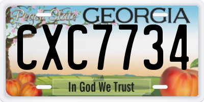 GA license plate CXC7734