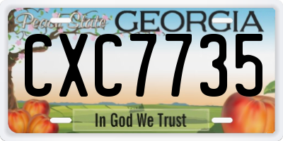 GA license plate CXC7735