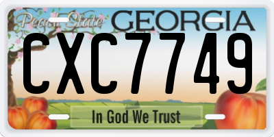 GA license plate CXC7749
