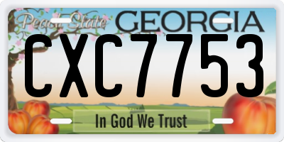 GA license plate CXC7753