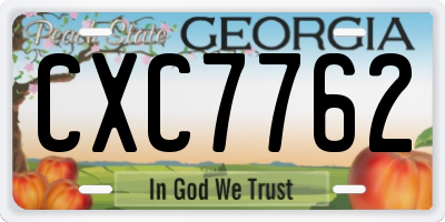 GA license plate CXC7762