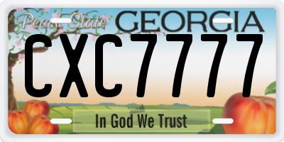 GA license plate CXC7777
