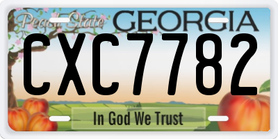 GA license plate CXC7782