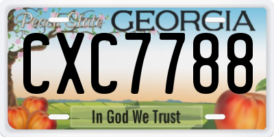 GA license plate CXC7788