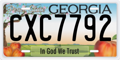 GA license plate CXC7792