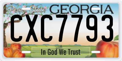 GA license plate CXC7793