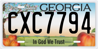 GA license plate CXC7794