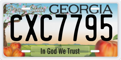 GA license plate CXC7795
