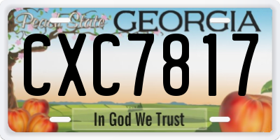 GA license plate CXC7817