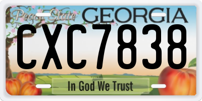 GA license plate CXC7838