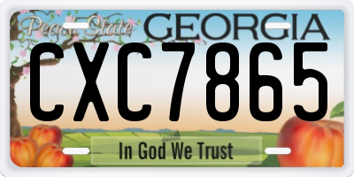 GA license plate CXC7865