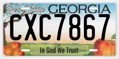 GA license plate CXC7867