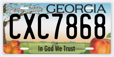 GA license plate CXC7868