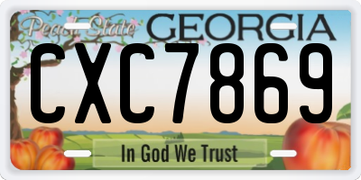 GA license plate CXC7869