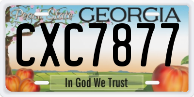 GA license plate CXC7877