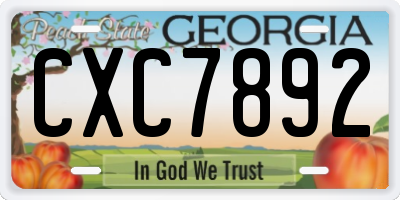 GA license plate CXC7892