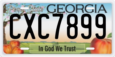 GA license plate CXC7899