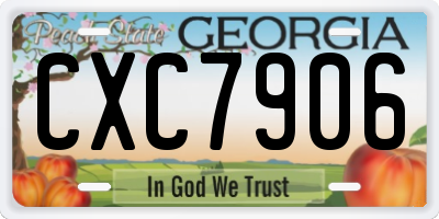 GA license plate CXC7906