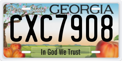 GA license plate CXC7908