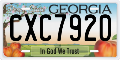 GA license plate CXC7920